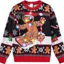 Cutemile Kids Boy Ugly Christmas Sweaters Size 5-14 Girls Light Up Xmas Sweaters for Party (5-6 Years, Skiing)