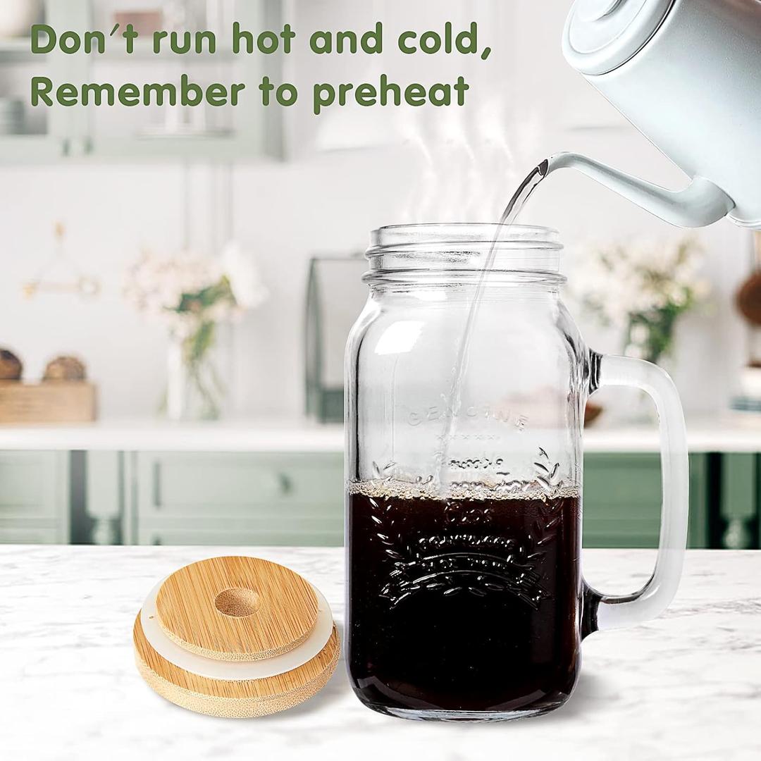 5 Piece Mason Jar Cups With Lids and Straws