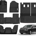 YITAMOTOR Floor Mats Compatible with 2026 2025-2023 Honda Pilot 7-Seater & 8-Seater, All-Weather Car Liners Custom Fit Pilot Accessories, 1st & 2nd & 3rd Row & Backrest Mats & Cargo Liner, Black