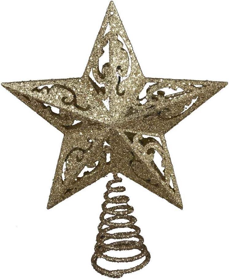 Kurt Adler H9100 8-Inch Gold Glittered 5 Point Star Treetop