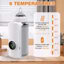 Portable Baby Bottle Warmer for Travel, Fast Heating & Precise Temp Control, Cordless Rechargeable Milk Warmer with LED Display, Waterless & Even Warming for Breastmilk On The Go