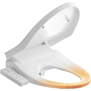 Heated Smart Toilet Seat with Feminine Wash & Dryer, Elongated Bidet with Adjustable Water Temperature, Pressure & Nozzle Position, Easy Installation & Soft-Close Lid for Modern Bathrooms