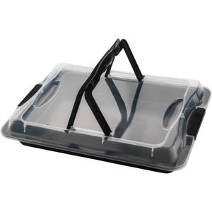 Barlket 11x16 Inch Sheet Cake Pan with Lid and Handle, Rectangle Baking Pan with Cover, Nonstick Cake Carrier for Transport to Party, Gatherings, and Picnics
