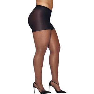 Hanes Women's Curves Control Top Sheer Toe Silky Sheer Pantyhose With Wicking Cool Comfort (1X-2X, Black)