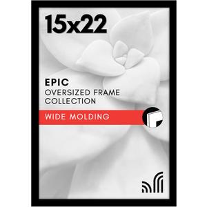 Americanflat 15x22 Picture Frame with Polished Plexiglass - Black Picture Frame - Wide Photo Frames Made of Engineered Wood for Vertical or Horizontal Wall Display - Epic Collection - Black