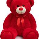 Big Teddy Bear Stuffed Animal Giant Teddy Bear Plush with Red Ribbon Bow Plush Toy Gift for Girlfriend Bride 36 inch Red