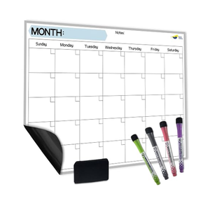 Large Magnetic Calendar for Refrigerator, Dry Erase Whiteboard Magnet
17x12" Stain-Resistant Surface, Strong Full-Back Magnet, Sunday-Start Monthly Planner for Meals & Chores, 4 Markers & Eraser