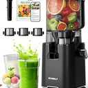 ECOSELF Juicer Machines with 3 Filters (For Juice/ Sorbet/ Nut Milk), Masticating Juicer With Wide Mouth Hopper for Vegetables & Fruits, Self Feeding & Hands-Free Juicer With Pusher, Premium Black