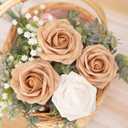 MACTING 30PCS Artificial Flower Roses Fake Flowers with Stem Foam Roses for DIY Wedding Bouquet Table Centerpieces Party Holiday Baby Shower Home Spring Valentines Day Decorations,Light Brown