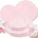 WDF 60pcs Pink Plastic Plates - Baroque Pink Disposable Plates Including 30 Dinner Plates 10.25inch, 30 Dessert Plates 7.5inch for Upscale Wedding/Baby Shower/Spring/Mother's Day