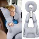 FLORICH Kids Travel Pillow, Car Sleeping Travel Pillow for Kids, Removable H-Shaped Pillow for Adults and Children to Support Head and Body Road Trips with Neck Pillow and Blanket (Grey)