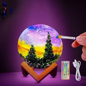 HOLA Paint Your Own Moon Lamp Kit, 2025 Updated USB Rechargeable, DIY Arts Supplies and Crafts Kit, Christmas Gifts for Grandkids Ages 6 7 8 9 10 11 12 13-15 Year Old Girls Boys Kids Birthday