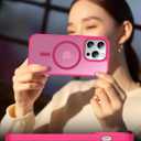 SPIDERCASE Designed for iPhone 14 Pro Max Case, Magnetic Translucent [2 Pack Tempered Glass Screen Protector] Anti-Fingerprint Anti-Scratch Case for iPhone 14 Pro Max 6.7, Hot Pink