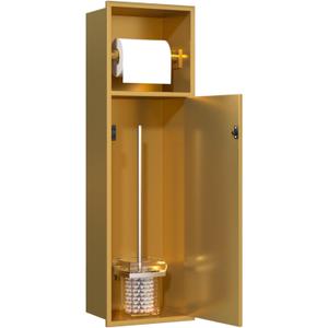 Recessed Toilet Paper Holder, in Wall 25" X 7" Toilet Paper Holder Storage, 304 Stainless Steel Tissue Roll Dispenser, Niche Shelf for Bathroom Space Saving Design, Gold