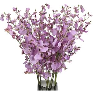 Artificial Silk Orchids,10 PCS (Each 37'') Purple Orchids Artificial Flowers Faux Orchid Long Stem Fake Flowers Fake Silk Flowers for Indoor Outdoor Wedding Home Office Decoration(Purple)