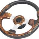 12.5" Wood Grain Boat Steering Wheel Anti-Slip 3/4 Inch Axle Marine Steering Wheel Adapter for Seastar and Verad, etc. for Marine Boats, Vessels, Yacht, Pontoon Boat