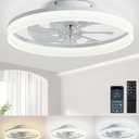 AQUBT Ceiling Fans with Lights and Remote, 20" Modern Low Profile Ceiling Fan with Light, Stepless Color Temperature Change and 6 Speeds, Flush Mount Ceiling Fans for Bedroom, Kids Room.（White）