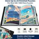 Puzzle Binder for 500-1000 Piece Puzzles, Holds 24 Finished Puzzles, Portable Puzzle Storage Book with Adjustable Binder Rings, Waterproof Puzzle Organizer Album with Handle & Elastic Band