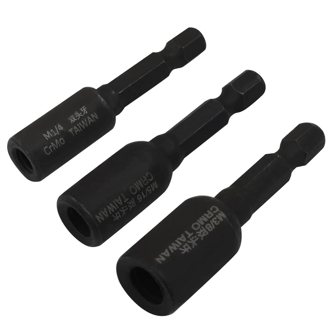 Jiozermi 1/4"-20, 3/8"-16, 5/16"-18 Hanger Bolt Driver, Durable Chromoly Steel Dual-Ended Socket Hanger Bolt Install Tool for Secure Furniture Assembly and Fastener Installation