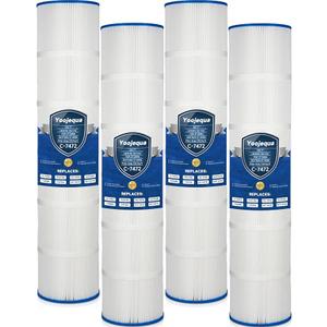 Yoojequa® PCC130 Pool Filter Cartridge Compatible with C-7472, Clean and Clear Plus 520, CCP520, R173578, 178585, 817-0143, FC-1978, FC-6475, 160332, 4 x 125 Sq. Ft Pool Filter Cartridge, 4 Pack