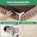 Zakkart SnugCloud Foldable Cat Window Perch - Cordless, Ultra Soft Machine Washable Bed with 4-Sided Bolster, Metal Frame - Window Hammock for Large Cats and Kittens (Brown, Medium)