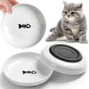 WROSWT No Spill Cat Bowls,Cat Food Bowl,Anti Whisker Fatigue Healthy Ceramic Cats Dishes Set for Indoor Cats,Shallow Wide Kitten Plates for Food and Water,Non-Slip Silicone Bottom,2 Pack