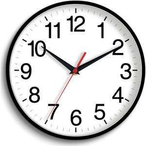 Rohioue 16 Inch Wall Clock Modern Battery Operated Silent Non Ticking Large Analog Clock for Living Room Office Home Bedroom Kitchen Bathroom(Black)