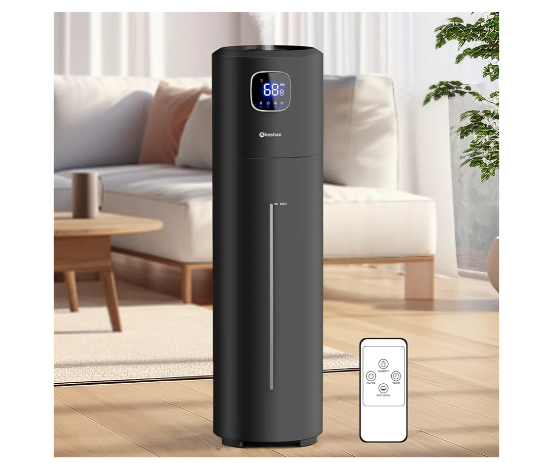 Large Humidifiers for Bedroom, 9L/2.5Gal Ultrasonic Cool Mist, Easy Clean with 350ML/H Large Mist Speed, Quiet Tower, Suitable for Kids Room Plant Yoga (Black)
