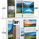 Youeon 2 Pcs Clear Acrylic Magazine Holder Wall Mount, 17 Inch Hanging Magazine Rack with Hardware, Floating Bookshelf Brochure Display Organizer for Home, Office, Reception Area
