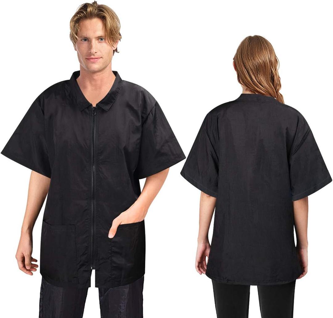 Noverlife Pet Grooming Jacket with Full Zipper, L Size, Anti-Static Smock for Dog Cat Beauty, Water Resistant Barber Apron Jacket for Hair Salon, Cosmetology Uniforms for Men and Women (Large)