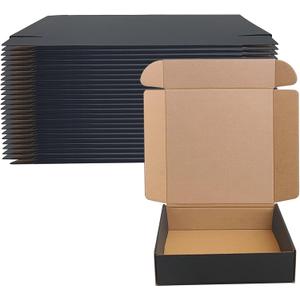 8x8x2 Black Shipping Boxes Set of 20, Corrugated Cardboard Mailers for Product Packaging & Mailing, Recyclable Small Business Shipping Supplies, Gift Boxes for Holiday Birthday Wedding Favors