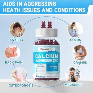 Calcium Magnesium Zinc Gummies with Vitamin D3 & K2 - High Potency Enhanced Absorption -60 Orange Gummies Flavored (60 Count (Pack of 1))