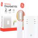 GE Wireless Doorbell Kit, Plug-In Receiver, 1 Push Buttons Door Bell, 2 Melodies Doorbell Chime, 4 Volume Levels, Classroom Doorbell, 150 Ft Range, White, 19298