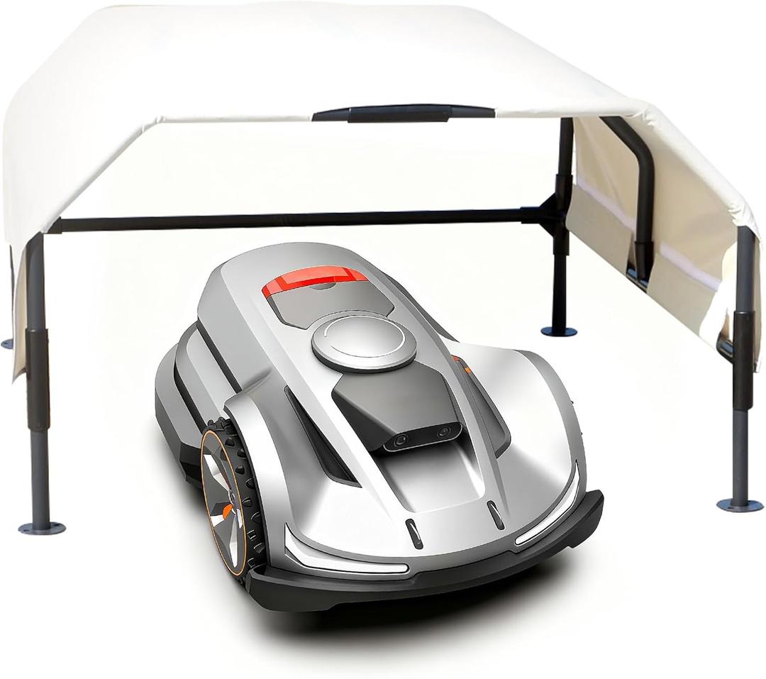 Robot Mower Garage, Robot Mower Accessories, Outdoor Storage shed, Durable rain-Proof and Ultraviolet-Proof Cover, Fits All Robotic Lawn Mowers (Thickened White)