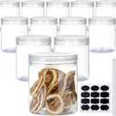 16 OZ Plastic Jars with Lids, 12 Pack Clear Plastic Slime Containers for Kitchen and Household Food Storage of Dry Goods, Creams and More, Included Extra Label and A Pen