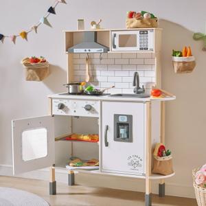 Tiny Land Wooden Play Kitchen for Kids, White Pretend Play Set with Lights & 18 Pcs Accessories Tiny Land Wooden Play Kitchen for Kids, White Pretend Play Set with Lights & 18 Pcs Accessories