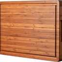 Bamboo Wood Cutting Board for Kitchen, 1" Thick Butcher Block, Cheese Charcuterie Board, with Side Handles and Juice Grooves, 16x11" (16"L x 11"W, Brown)