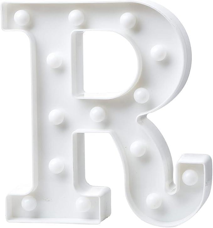 VintageLED Letter Lights, Alphabet Marquee Letters Sign LED Marquee Number Lights Sign for Night Light,Christmas Lamp Home Bar Initials Decor (R)