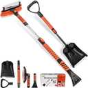 42'' Ice Scraper and Extendable Snow Brush Emergency Snow Shovel Snow Broom with Foam Grip 180 Pivoting Brush Head Snow Scraper for Cars, Trucks, SUVs, Vehicle