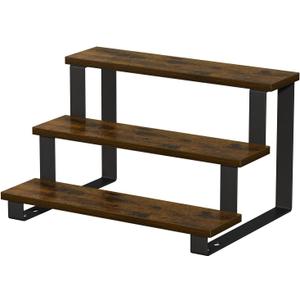 YINMIT Wooden Display Riser Stand,15.75 Inch Tiered Perfume and Cologne Organizer Stand, 3 Tier Spice Rack Organizer, Rustic Display Shelf for Cupcake, Figures, Candles (Brown,3 Tier Large)