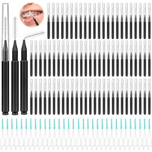 Lezmarket 300PCS Interdental Brushes for Braces, Soft and Bendable Dental Brush for Orthodontic Braces, Braces Cleaner Brush Tooth Pick Teeth Flossers Brushes for Teeth (Black)