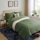 Anluoer Twin Comforter Set 5 Pieces, Olive Green Bed in a Bag with Sheets, All Season Bedding Sets with 1 Comforter, 1 Pillow Sham, 1 Pillowcase, 1 Flat Sheet, 1 Fitted Sheet
