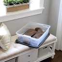 HOMZ 2-Pack Snaplock, Small Clear Plastic Storage Organizer Bins w/ Lids, 28 Quart, Gray - Stackable Container Boxes for Bedroom, Bathroom, Garage, and Office Organization