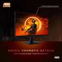 AOC 24G15N 24 inch Gaming Monitor, Full HD 1920x1080, 180Hz 1ms, 1x HDMI 2.0, 1x Display Port, AMD FreeSync, 3-Sided Frameless, HDR Ready, Console Gaming Ready, 3-Year Zero-Bright-Dot
