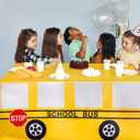6 Ft School Bus Tablecloths Birthday Party Decorations School Bus Theme Table Cover Washable Fabric Polyester Rectangle Table Covers Protector for School Kindergarten Back to School Party Decorations