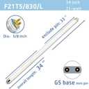 (6pack 34inch F21T5/830 Fluorescent Light Bulb, 21Watt Warm White T5 Linear Tube, 34'' F21W/T5 3000K Soft White Lighting, 20000Hour Longevity Performance