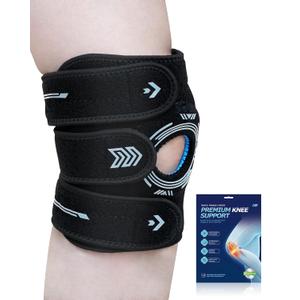 Knee Brace for Women Plus Size: Large Adjustable Knee Sleeves with Side Stabilizers for Men, Pain Relief for Meniscus Tear, MCL & LCL Injuries, Patella Dislocation Support Black
