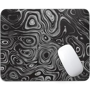 Black Mouse Pad - Black Wave Square Mousepad Washable Cloth with Non-Slip Rubber Base, Stitched Edge - Mouse Pads for Desk Computers Laptop Mouse- Home Office Decor Desk Accessories-10x8 Inch