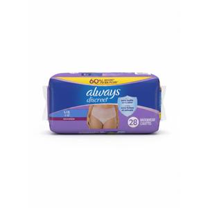 Always Discreet, Incontinence & Postpartum Underwear for Women, Maximum, Large, 28 Count