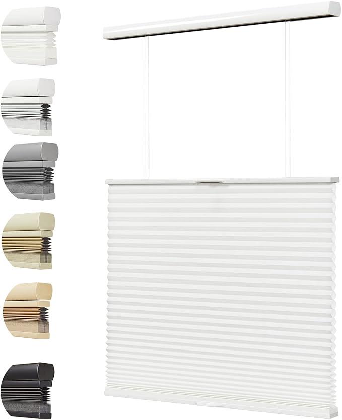 Top Down Bottom Up Cellular Cordless Shades, Accordion Light Filtering Blinds for Windows, Honeycomb Window Blinds, Window Shades for Home, Room Darkening Blinds White 40 Wide